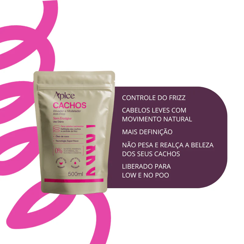 Kit Cachos Essence - Shampoo, Condicionador, Gelatina, Refil Ativador, Ativador e Máscara (6 ITENS) - Image 2